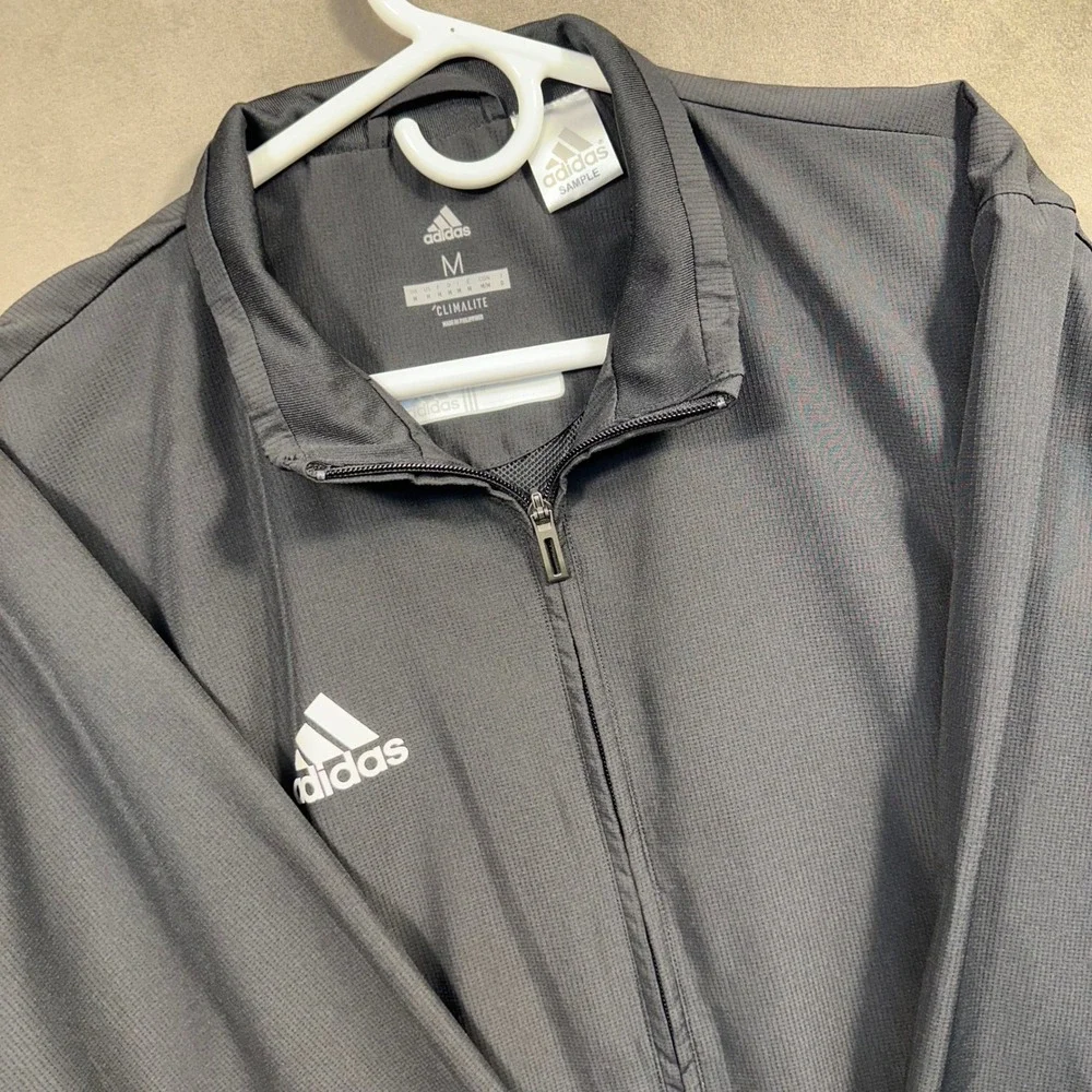Adidas Track Jacket Mens M Black Climalite Full Zip Mesh Lined Sport All Weather